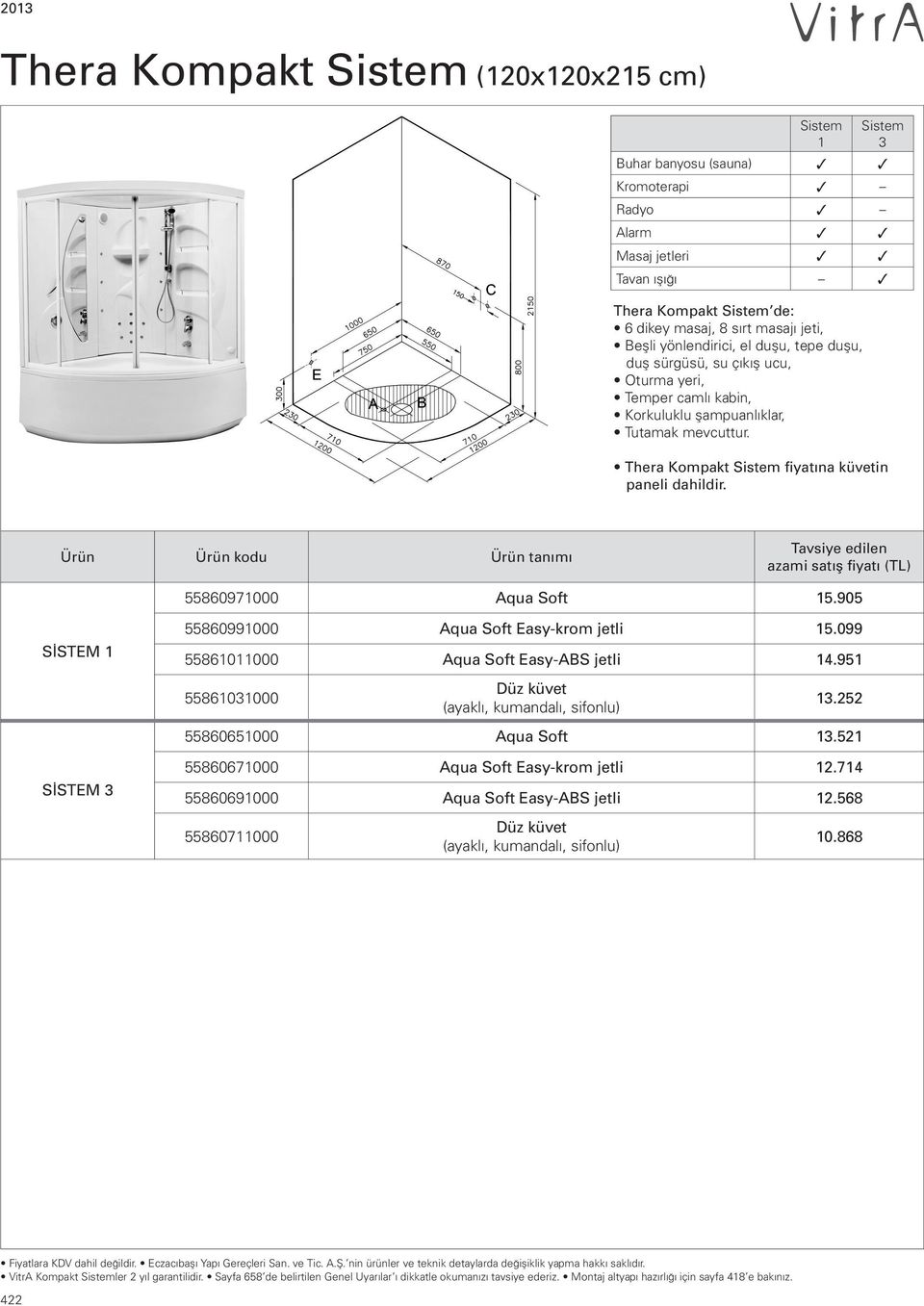 Tavsiye edilen azami 55860971000 Aqua Soft 15.905 SİSTEM 1 SİSTEM 3 55860991000 Aqua Soft Easykrom jetli 15.099 55861011000 Aqua Soft EasyABS jetli 14.