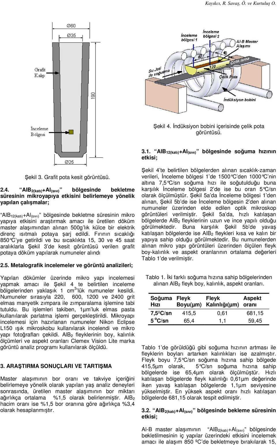 AlB 2(katı)+Al (sıvı) bölgesinde bekletme süresinin mikroyapıya etkisini belirlemeye yönelik yapılan çalışmalar; AlB 12(katı)+Al (sıvı) bölgesinde bekletme süresinin mikro yapıya etkisini araştırmak