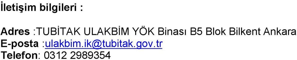 Blok Bilkent Ankara E-posta