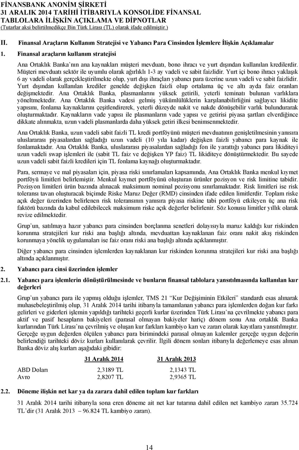 Müşteri mevduatı sektör ile uyumlu olarak ağırlıklı 1-3 ay vadeli ve sabit faizlidir.