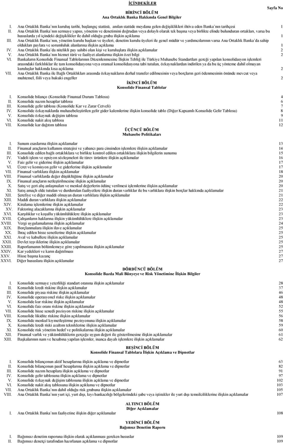 Ana Ortaklık Banka nın sermaye yapısı, yönetim ve denetimini doğrudan veya dolaylı olarak tek başına veya birlikte elinde bulunduran ortakları, varsa bu hususlarda yıl içindeki değişiklikler ile