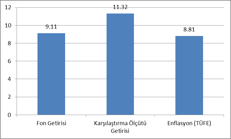 B. PERFORMANS BİLGİSİ Toplam Getiri (%) Karşılaştırma Ölçütünün Getirisi (%) Enflasyon Oranı (TÜFE) (%) Portföyün Zaman İçinde Standart Sapması (*) (%) Karşılaştırma Ölçütünün Standart Sapması (*)