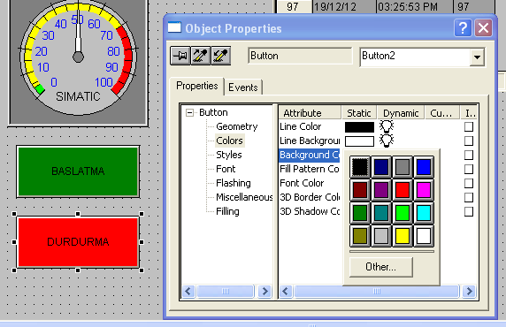Ekrana buton ekleme seçiniz. Ana sayfa.pdl resminde, nesne paletinde Windows Objects butonunu Resim 1.