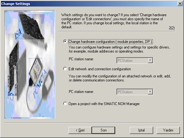 Resim 1.99: Simatic.Net iletişim sihirbazında PC özelliklerini tamamlama Bu adımda Next düğmesi tıklanır. Resim 1.100: Simatic.