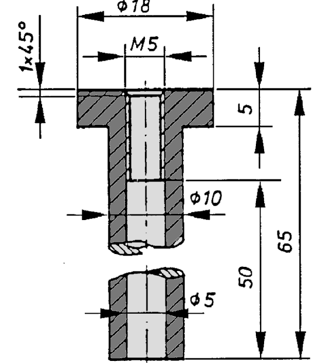 Cıvata tutma aletinin tornalama sonrası çizim ve ölçülendirilmesi (Resim 1.14).