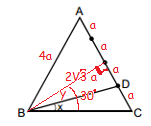 009 ÖSS Ek çizimleri yaptığımızda ; x = 30 o y tan 30 o = 3 3 ; tany = a = 3 3a 6 tan x =