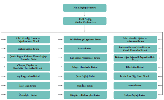 Yeni Dönemde Ülkemizde Sağlık Hizmetlerinin Örgütlenmesi f) Sağlık tehditlerine yönelik erken uyarı ve cevap geliştirilme organizasyonlarını sağlamak g) Görev ve sorumluluk alanıyla ilgili hizmet