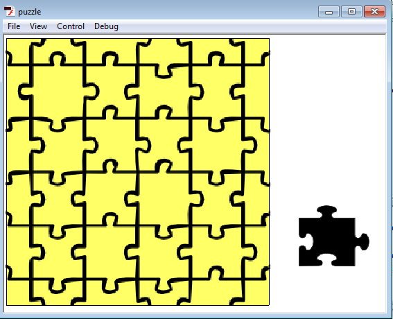 8. Aşağıdaki puzzle parçasını uygun yere yerleştirebilmek için parçalı Mouse ile hareket ettirebilecek animasyonu tasarlayınız.
