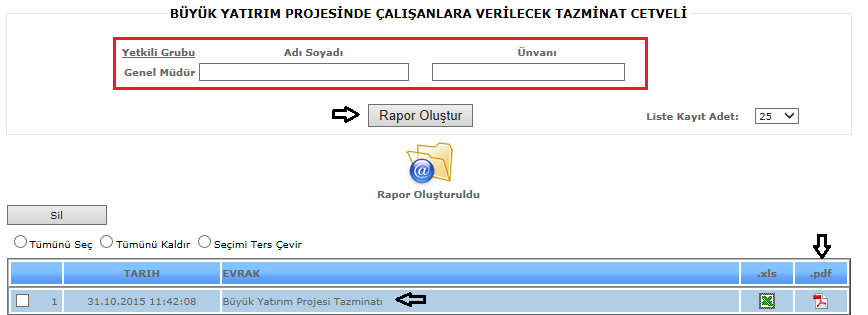 Birime göre personeller raporunda; tc, personel, tip, kadro yeri ve görev yeri bilgileri yer almaktadır. 7.87.