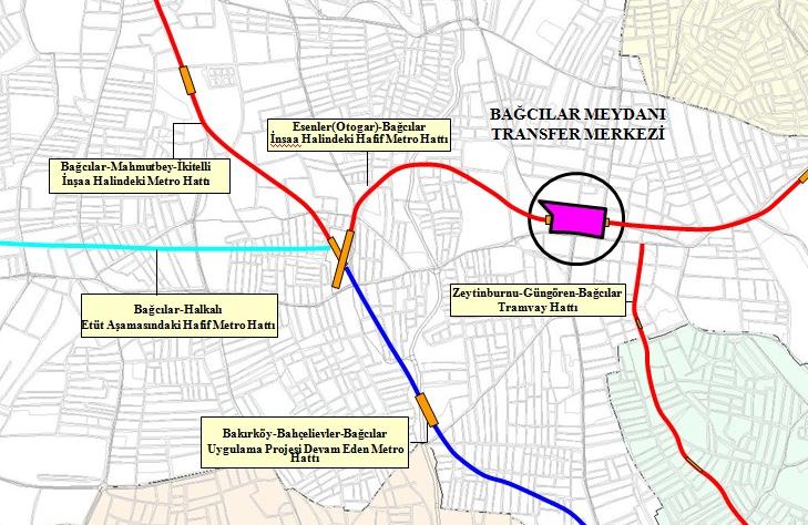 5.2.2. Amacı Bağcılar Meydanı Transfer Merkezi ile; ĠnĢaatı devam eden Esenler(Otogar) Bağcılar Metro Hattı, inģası tamamlanmıģ olan Zeytinburnu-Güngören-Bağcılar Tramvay Hattı ve karayolu ulaģım