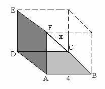 Çözüm I. Yol ABCD ve ADEF kareleri birbirine dik ve eşit olduğuna göre, şekil, bir kenarı birim olan küpün bir kısmıdır. Burada, FC x küpün köşegenidir. FC x ² + ² + ² II.