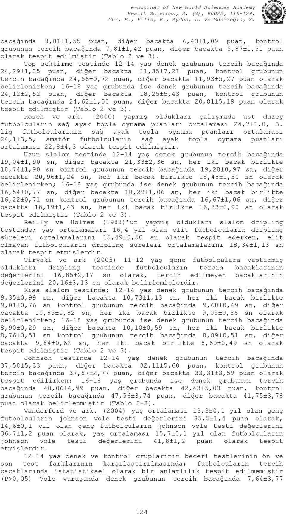 belirlenirken; 16 18 yaş grubunda ise denek grubunun tercih bacağında 24,12±2,52 puan, diğer bacakta 18,25±5,43 puan, kontrol grubunun tercih bacağında 24,62±1,50 puan, diğer bacakta 20,81±5,19 puan