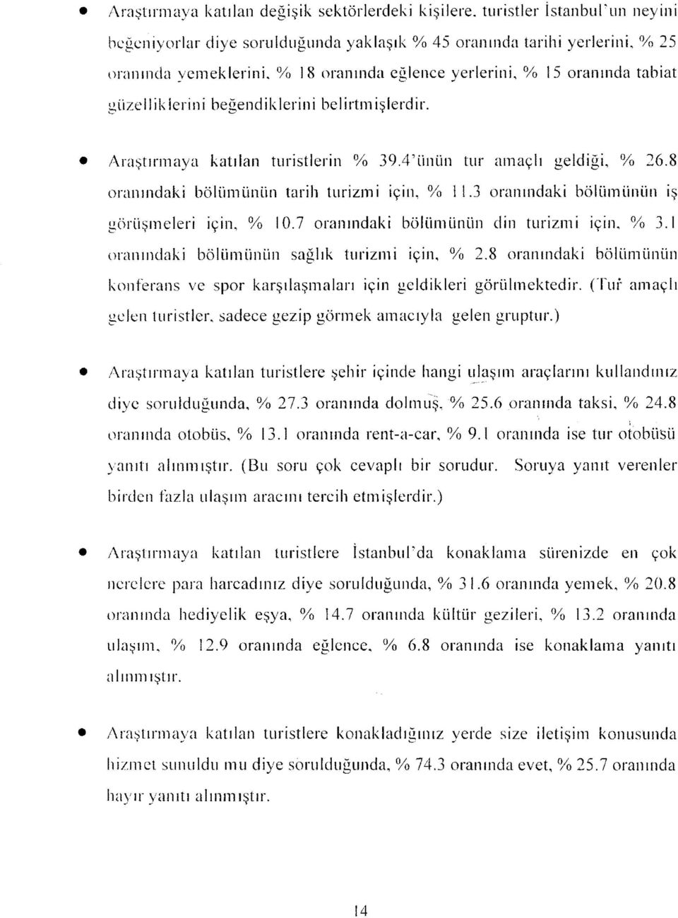 8 oranındak bölümünün tarh turzm çn, % 11.3 oranındak bölümünün ş görüşmeler çn, % 0.7 oranındak bölümünün dn turzm çn, % 3. ı oranındnk bölümünün sağlık turzm çn, % 2.