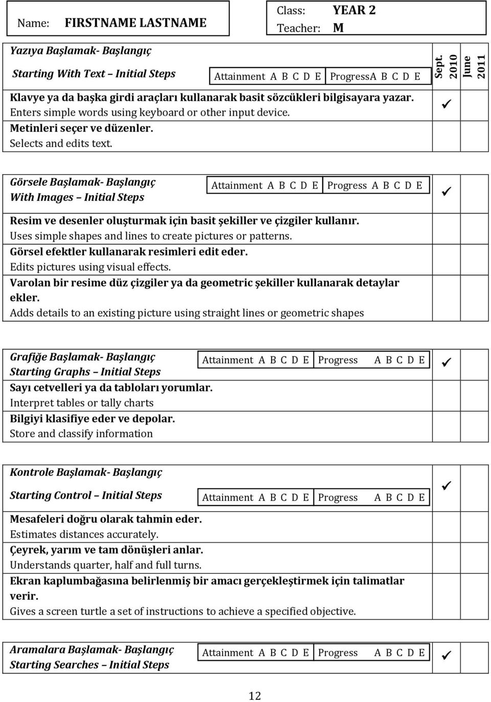 2010 June 2011 Görsele Başlamak- Başlangıç With Images Initial Steps A Starting B C D E Resim ve desenler oluşturmak için basit şekiller ve çizgiler kullanır.