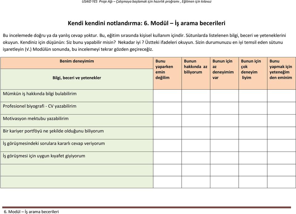 ) Mоdülün sonunda, bu incelemeyi tekrar gözden geçireceğiz.