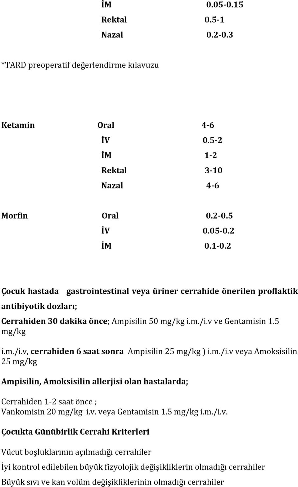 v ve Gentamisin 1.5 mg/kg i.m./i.v, cerrahiden 6 saat sonra Ampisilin 25 mg/kg ) i.m./i.v veya Amoksisilin 25 mg/kg Ampisilin, Amoksisilin allerjisi olan hastalarda; Cerrahiden 1-2 saat önce ; Vankomisin 20 mg/kg i.