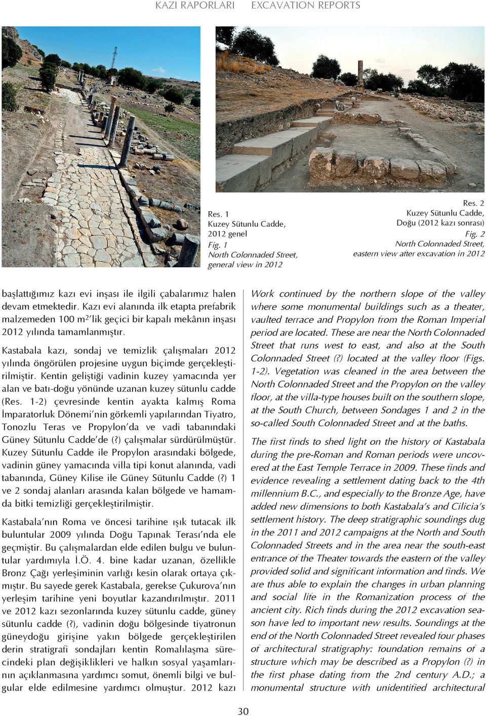 from the Roman Imperial period are located. These are near the North Colonnaded Street that runs west to east, and also at the South Colonnaded Street (?) located at the valley floor (Figs. 1-2).