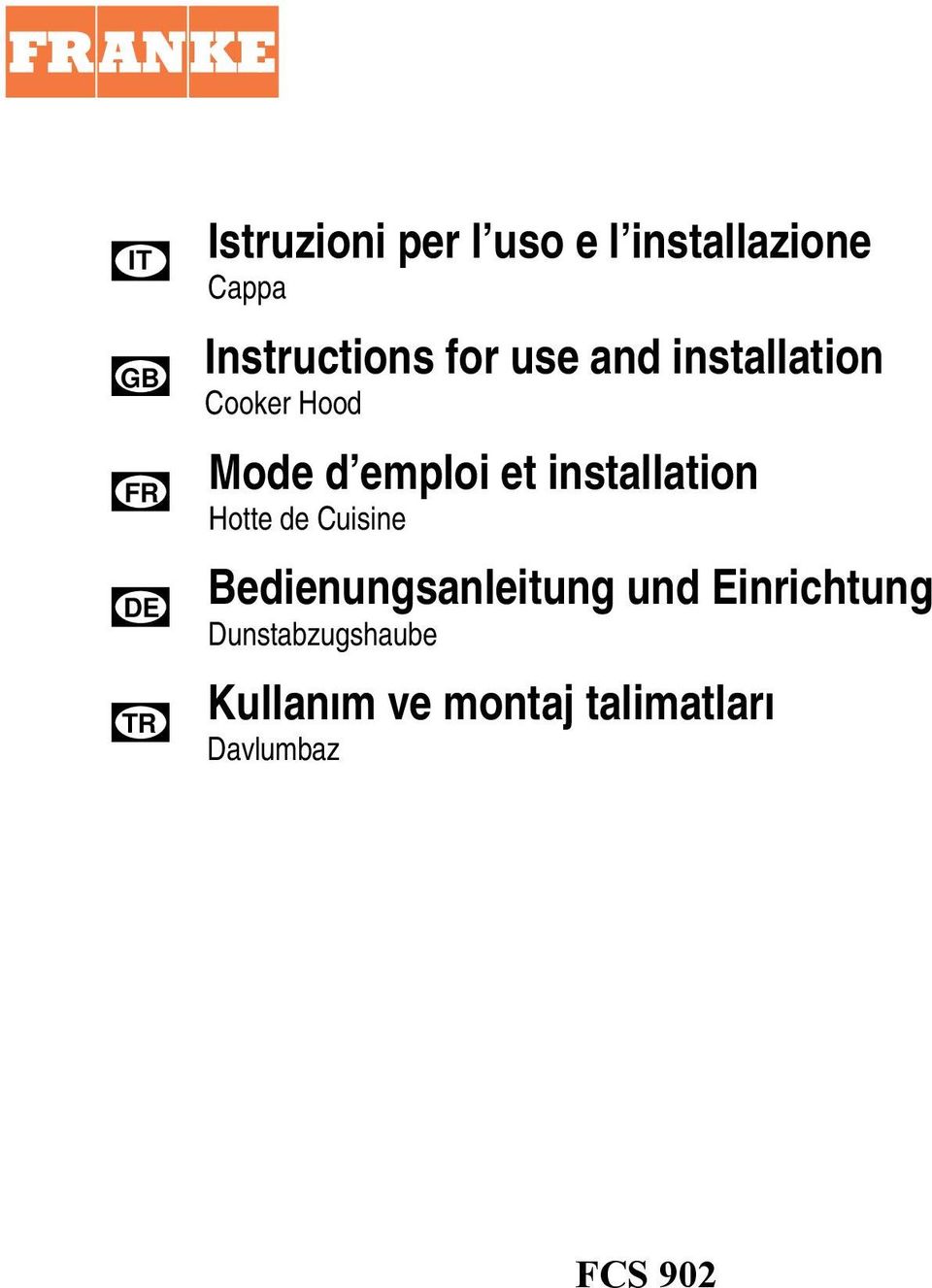 et installation Hotte de Cuisine Bedienungsanleitung und