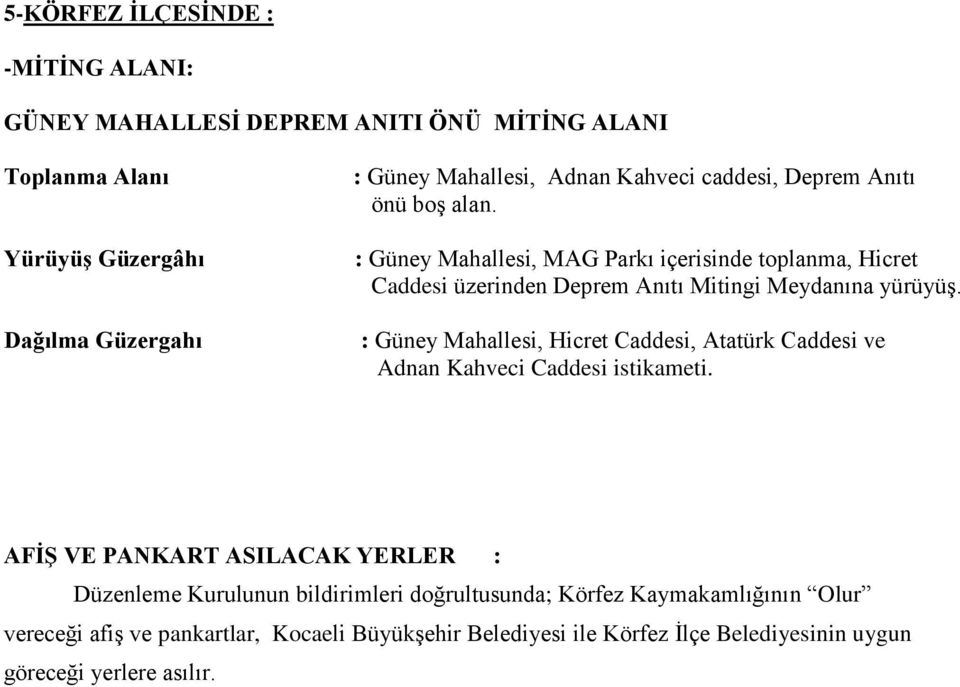 : Güney Mahallesi, Hicret Caddesi, Atatürk Caddesi ve Adnan Kahveci Caddesi istikameti.