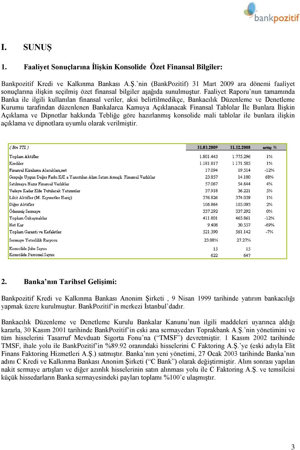 Tablolar İle Bunlara İlişkin Açıklama ve Dipnotlar hakkında Tebliğe göre hazırlanmış konsolide mali tablolar ile bunlara ilişkin açıklama ve dipnotlara uyumlu olarak verilmiştir. 2.