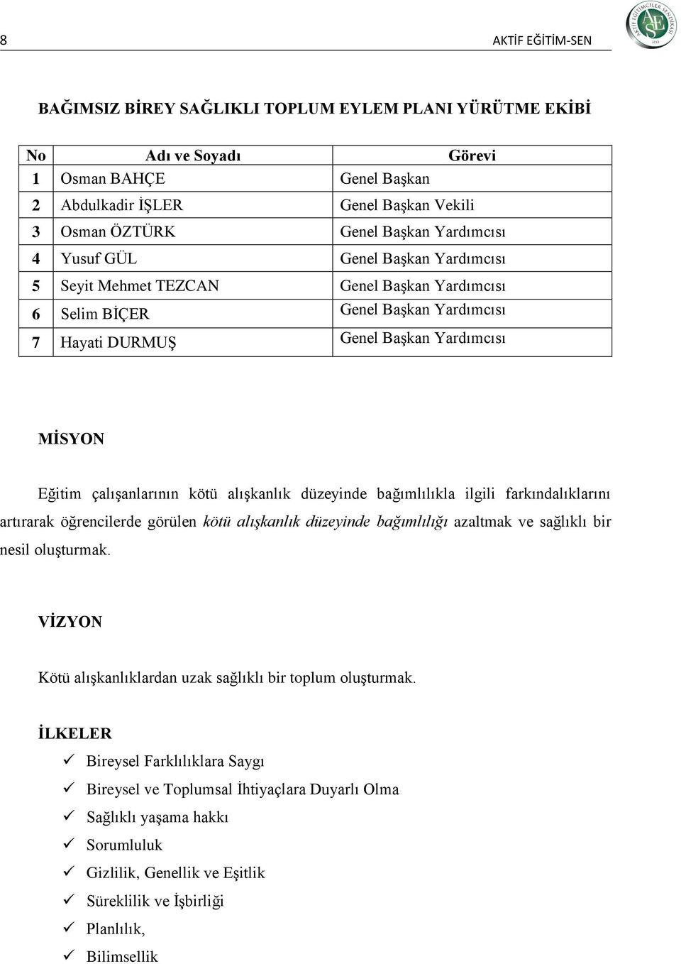 kötü alışkanlık düzeyinde bağımlılıkla ilgili farkındalıklarını artırarak öğrencilerde görülen kötü alışkanlık düzeyinde bağımlılığı azaltmak ve sağlıklı bir nesil oluşturmak.