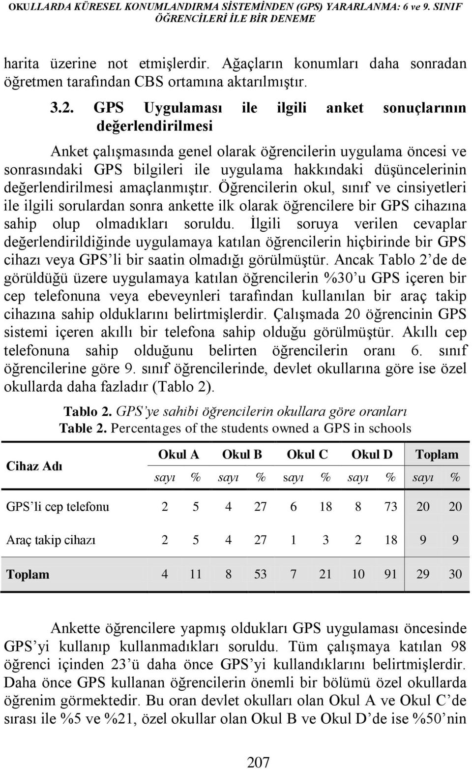 GPS Uygulaması ile ilgili anket sonuçlarının değerlendirilmesi Anket çalışmasında genel olarak öğrencilerin uygulama öncesi ve sonrasındaki GPS bilgileri ile uygulama hakkındaki düşüncelerinin