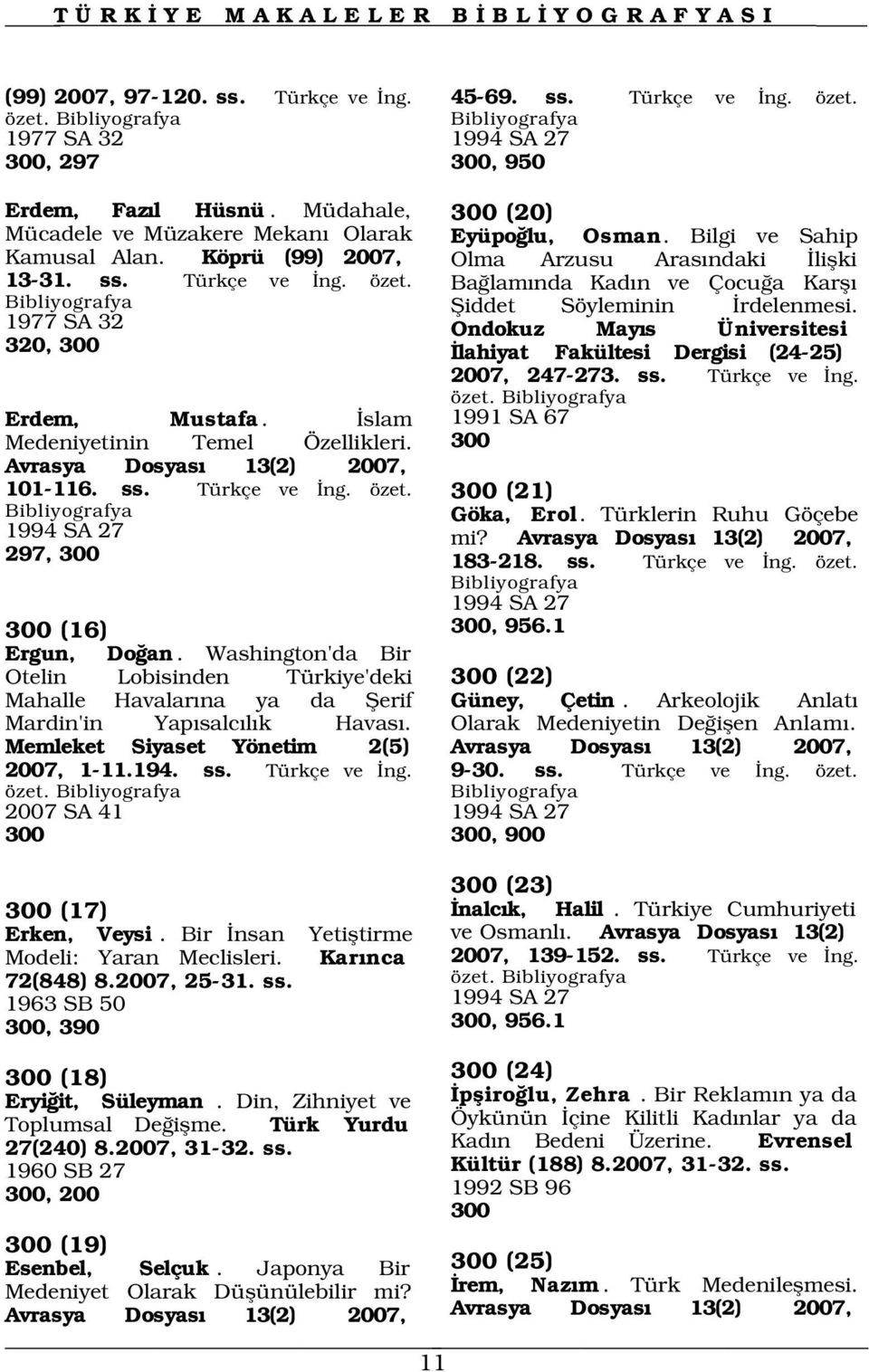 Washington'da Bir Otelin Lobisinden Türkiye'deki Mahalle Havalar na ya da fierif Mardin'in Yap salc l k Havas. Memleket Siyaset Yönetim 2(5) 2007, 1-11.194. ss. Türkçe ve ng. özet.