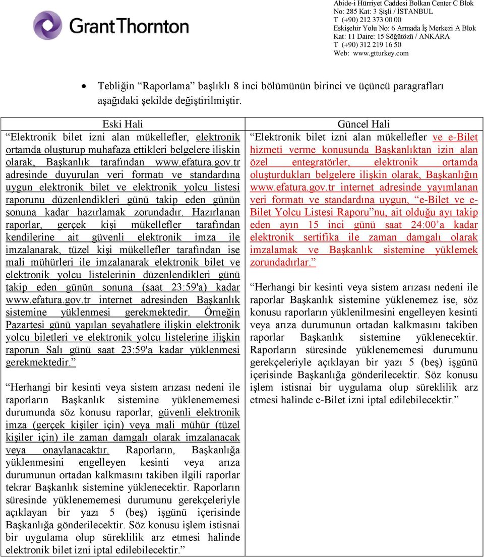 tr adresinde duyurulan veri formatı ve standardına uygun elektronik bilet ve elektronik yolcu listesi raporunu düzenlendikleri günü takip eden günün sonuna kadar hazırlamak zorundadır.