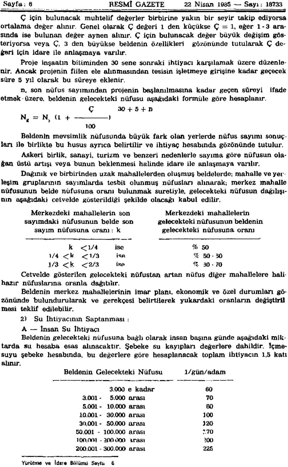 Ç için bulunacak değer büyük değişim gösteriyorsa veya Ç, 3 den büyükse beldenin özellikleri gözönünde tutularak Ç değeri için idare ile anlaşmaya varılır.