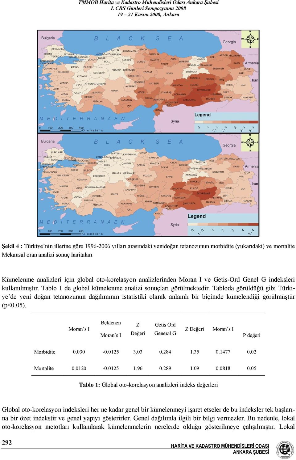 Tabloda görüldüğü gibi Türkiye de yeni doğan tetanozunun dağılımının istatistiki olarak anlamlı bir biçimde kümelendiği görülmüştür (p<0.05).