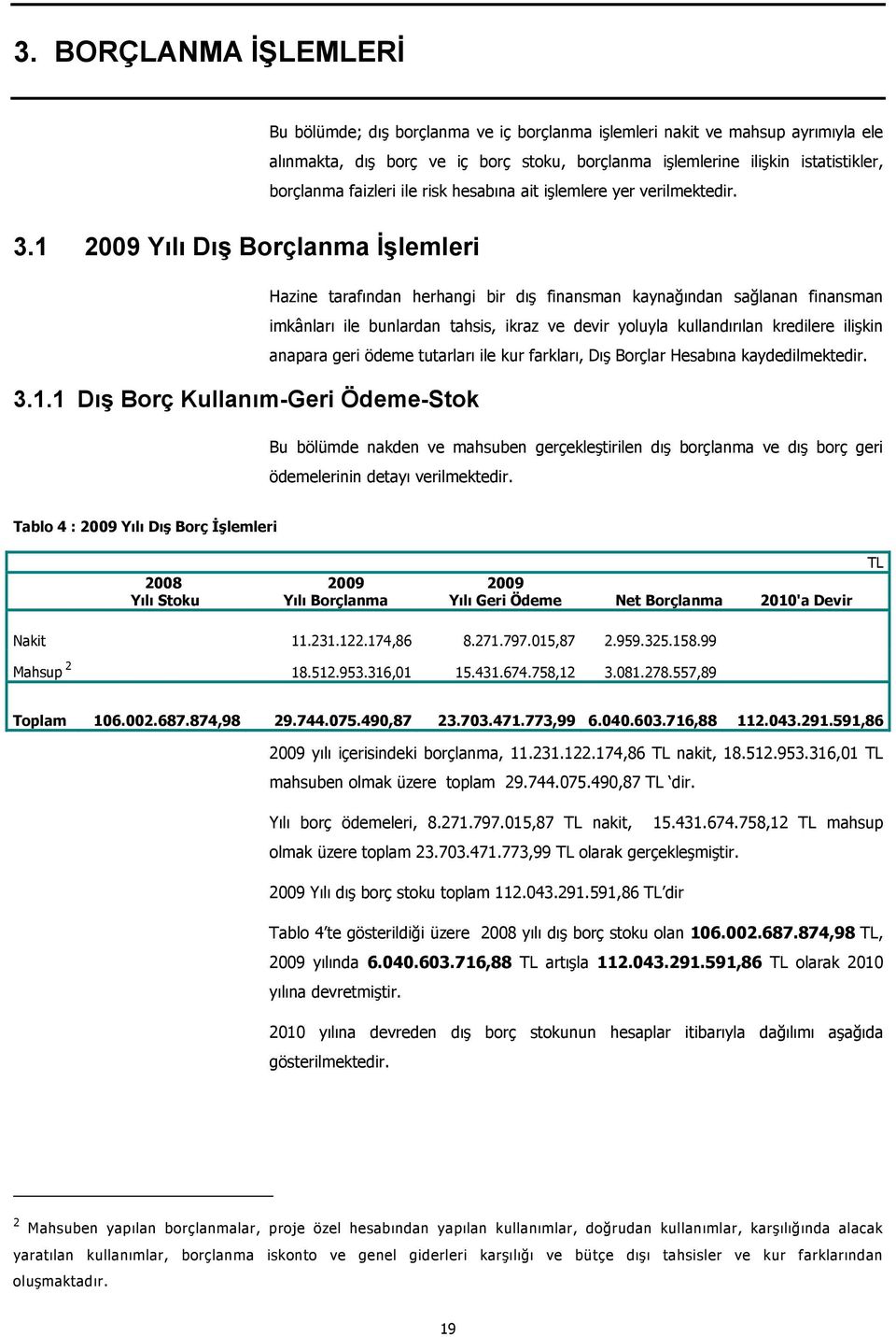 2009 Yılı Dış Borçlanma İşlemleri 3.1.