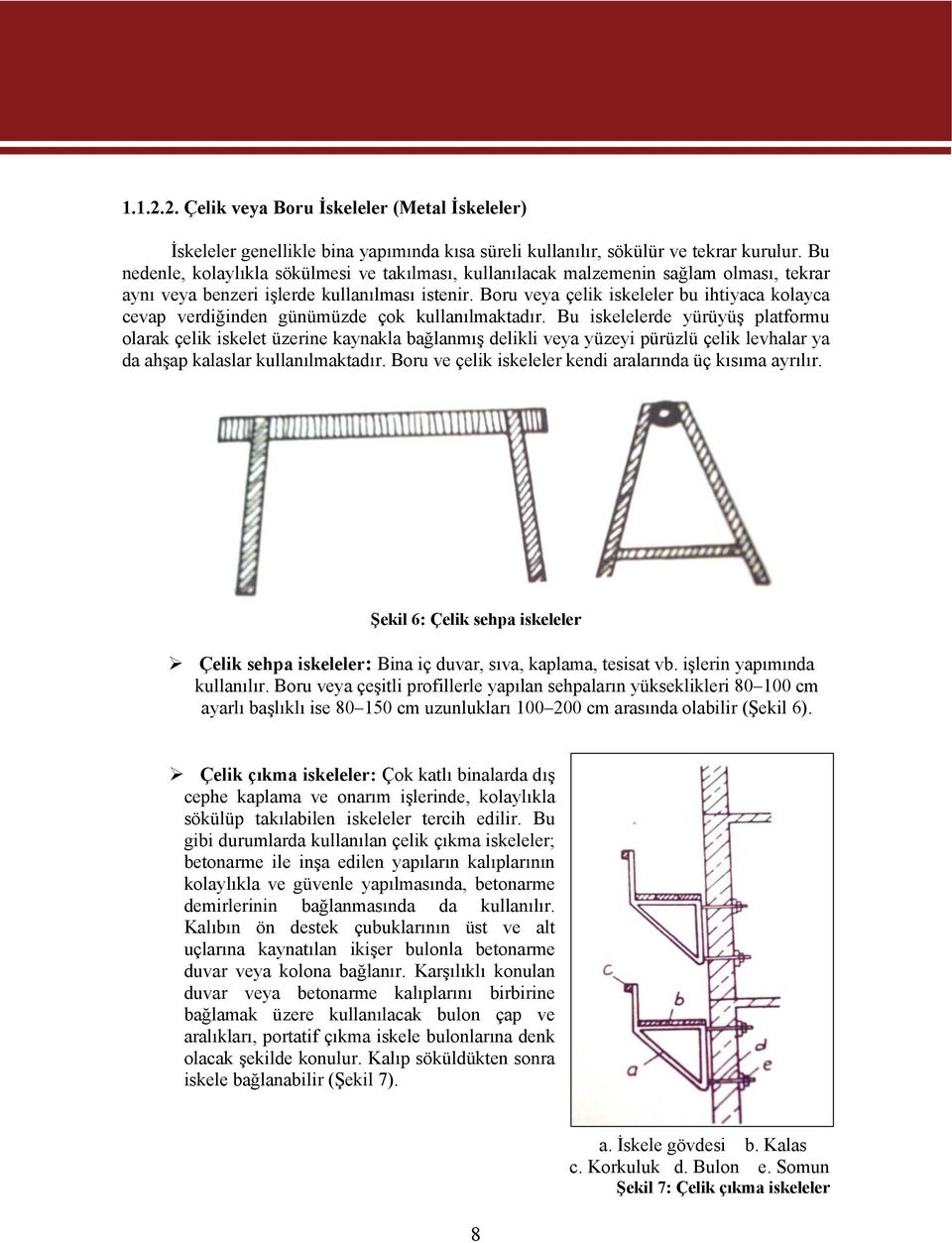 Boru veya çelik iskeleler bu ihtiyaca kolayca cevap verdiğinden günümüzde çok kullanılmaktadır.