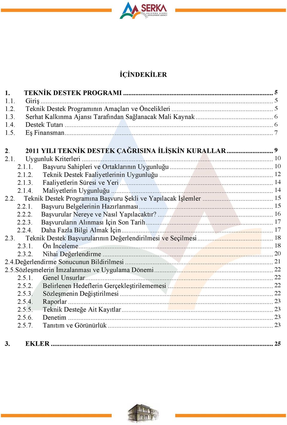 .. 129 2.1.3. Faaliyetlerin Süresi ve Yeri... 14 11 2.1.4. Maliyetlerin Uygunluğu... 14 11 2.2. Teknik Destek Programına Başvuru Şekli ve Yapılacak İşlemler... 15 12 2.2.1. Başvuru Belgelerinin Hazırlanması.