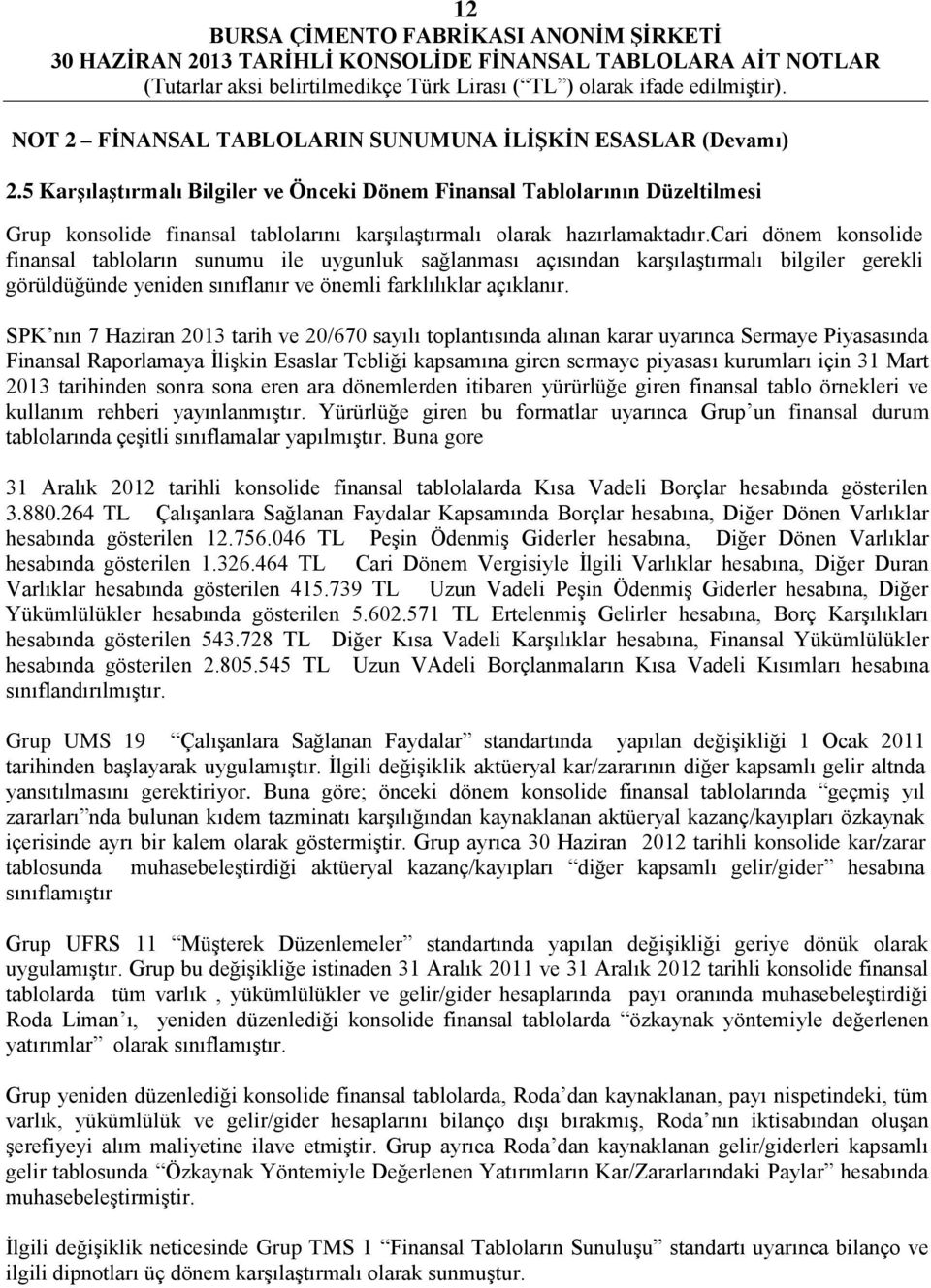 cari dönem konsolide finansal tabloların sunumu ile uygunluk sağlanması açısından karşılaştırmalı bilgiler gerekli görüldüğünde yeniden sınıflanır ve önemli farklılıklar açıklanır.