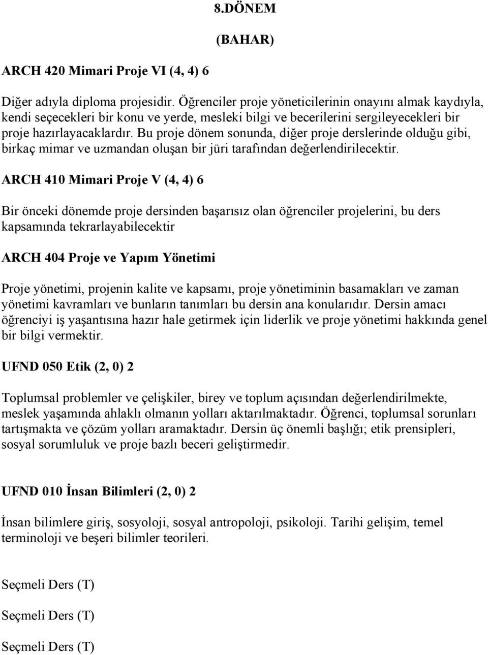 Bu proje dönem sonunda, diğer proje derslerinde olduğu gibi, birkaç mimar ve uzmandan oluşan bir jüri tarafından değerlendirilecektir.