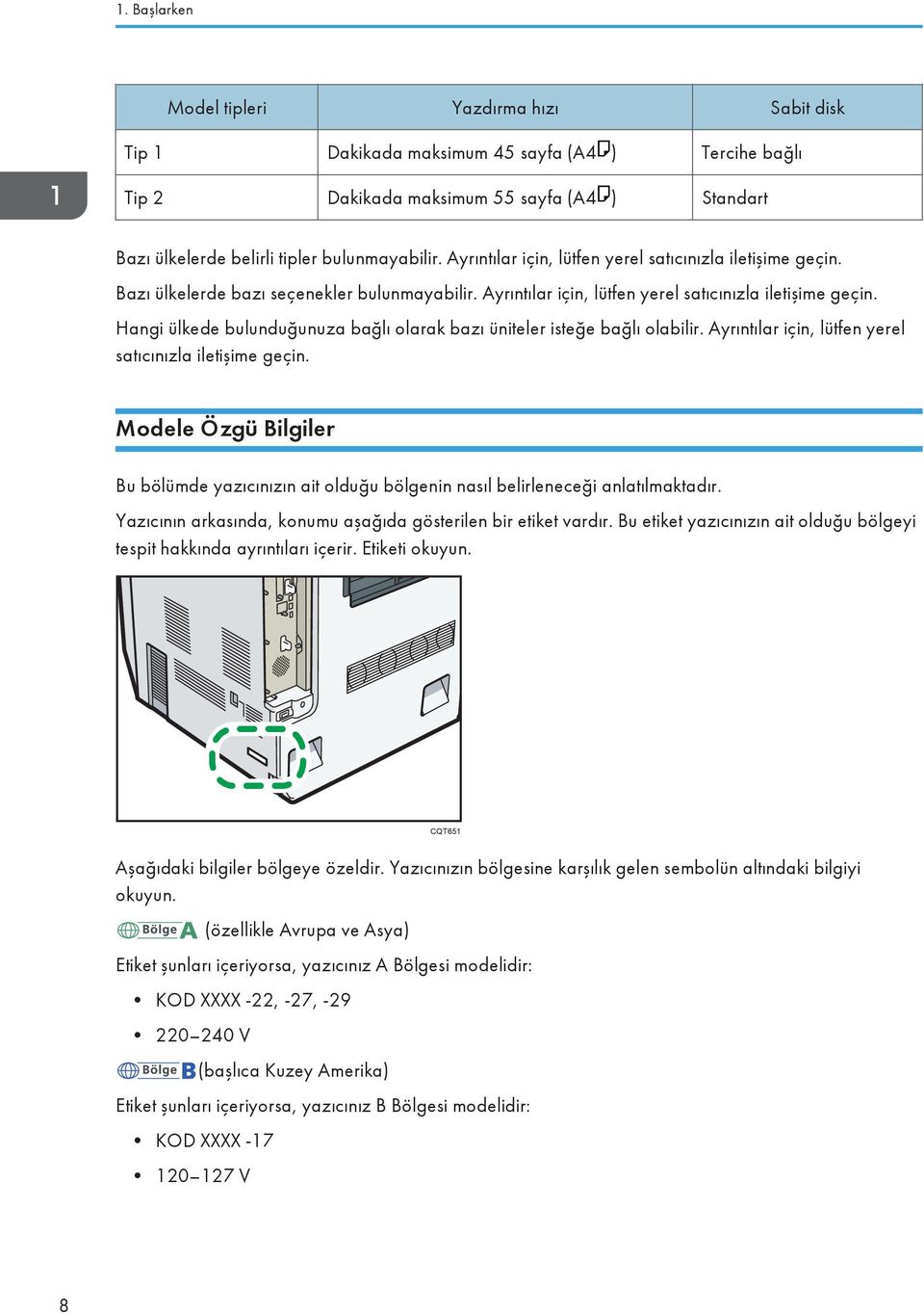 Hangi ülkede bulunduğunuza bağlı olarak bazı üniteler isteğe bağlı olabilir. Ayrıntılar için, lütfen yerel satıcınızla iletişime geçin.