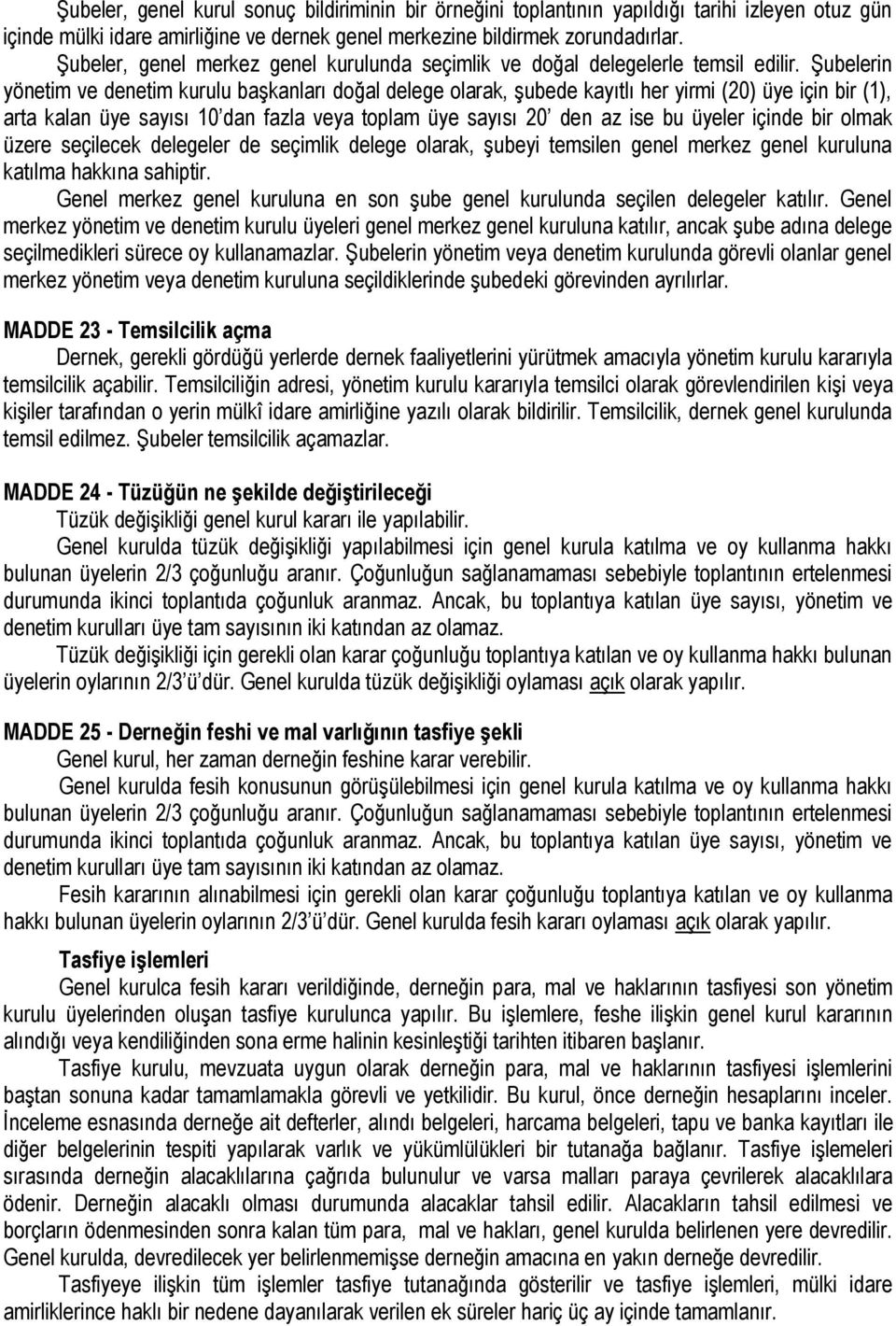 Şubelerin yönetim ve denetim kurulu başkanları doğal delege olarak, şubede kayıtlı her yirmi (20) üye için bir (1), arta kalan üye sayısı 10 dan fazla veya toplam üye sayısı 20 den az ise bu üyeler