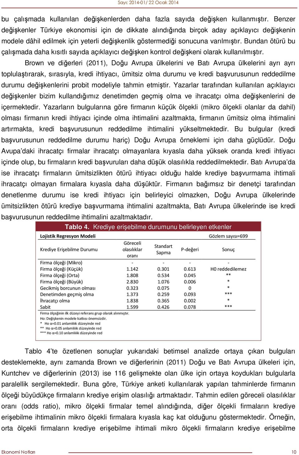 Bundan ötürü bu çalışmada daha kısıtlı sayıda açıklayıcı değişken kontrol değişkeni olarak kullanılmıştır.