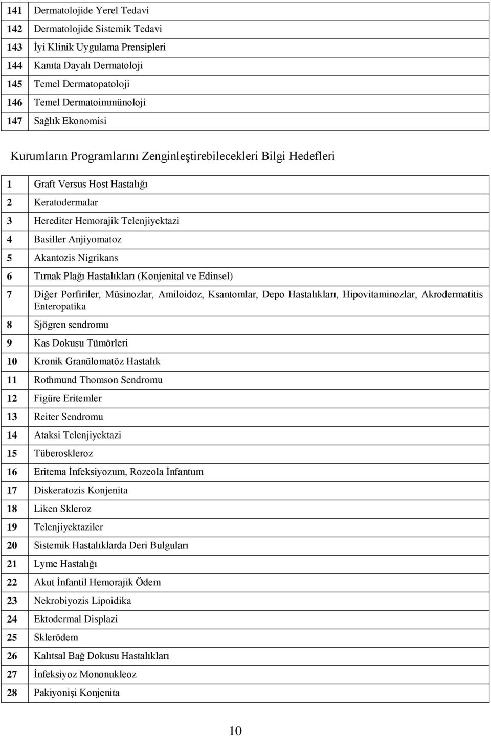 Nigrikans 6 Tırnak Plağı Hastalıkları (Konjenital ve Edinsel) 7 Diğer Porfiriler, Müsinozlar, Amiloidoz, Ksantomlar, Depo Hastalıkları, Hipovitaminozlar, Akrodermatitis Enteropatika 8 Sjögren