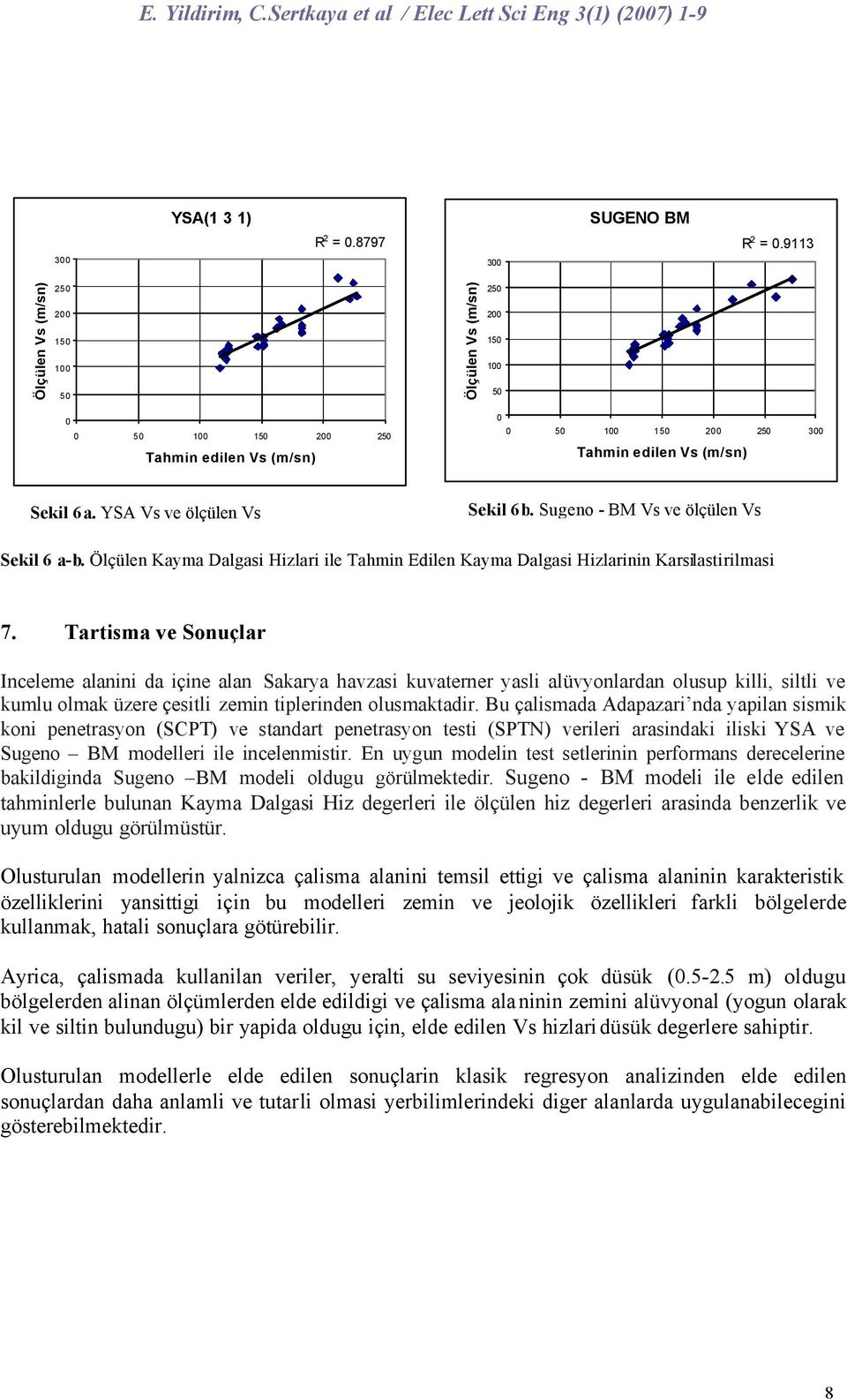 Ölçülen Kayma Dalgasi Hizlari ile Tahmin Edilen Kayma Dalgasi Hizlarinin Karsilastirilmasi 7.