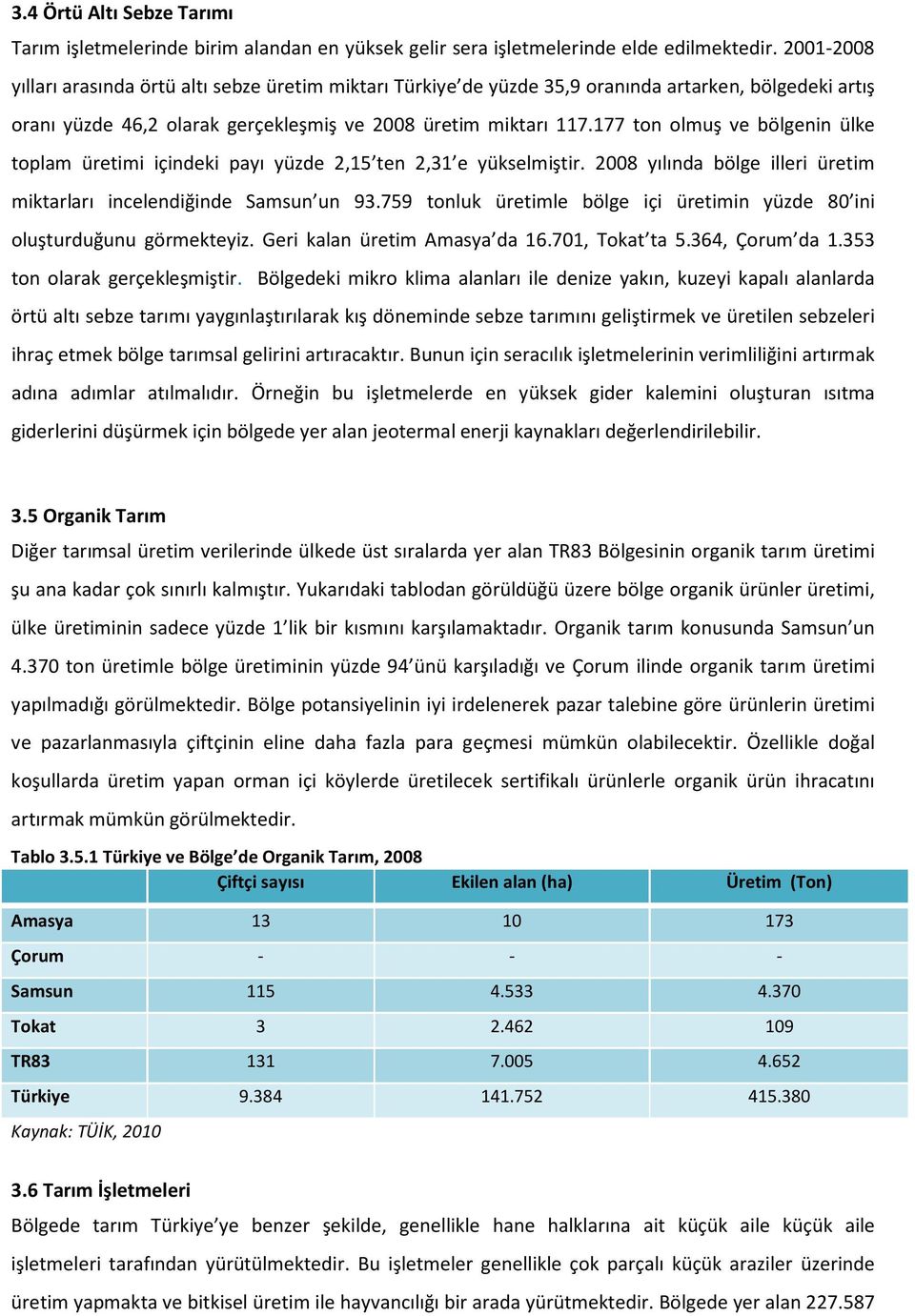 177 ton olmuş ve bölgenin ülke toplam üretimi içindeki payı yüzde 2,15 ten 2,31 e yükselmiştir. 2008 yılında bölge illeri üretim miktarları incelendiğinde Samsun un 93.