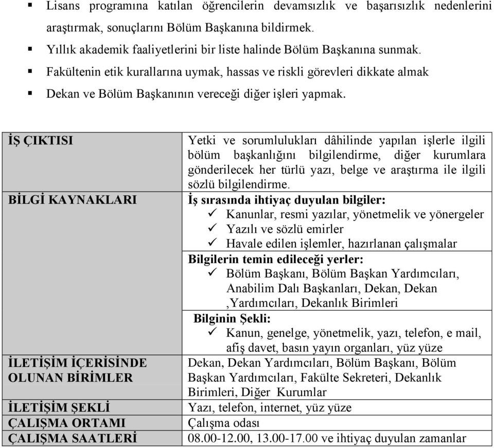 Fakültenin etik kurallarına uymak, hassas ve riskli görevleri dikkate almak Dekan ve Bölüm Başkanının vereceği diğer işleri yapmak.