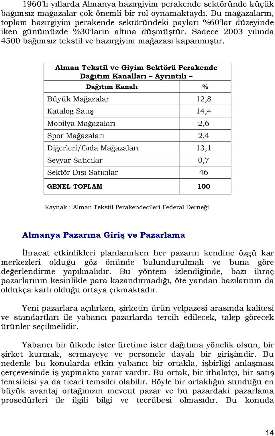 Sadece 2003 yılında 4500 bağımsız tekstil ve hazırgiyim mağazası kapanmıştır.