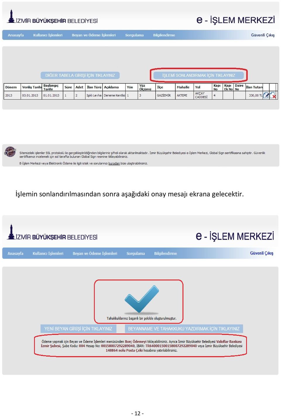 sonra aşağıdaki onay