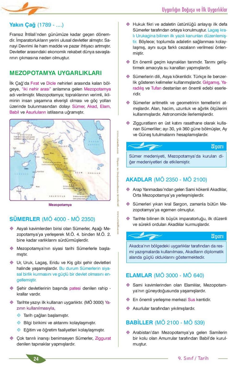 MZOPOTAMYA UYGARLIKLARI Ýlk Çað da Fýrat ve icle nehirleri arasýnda kalan bölgeye, iki nehir arasý anlamýna gelen Mezopotamya adý verilmiþtir.