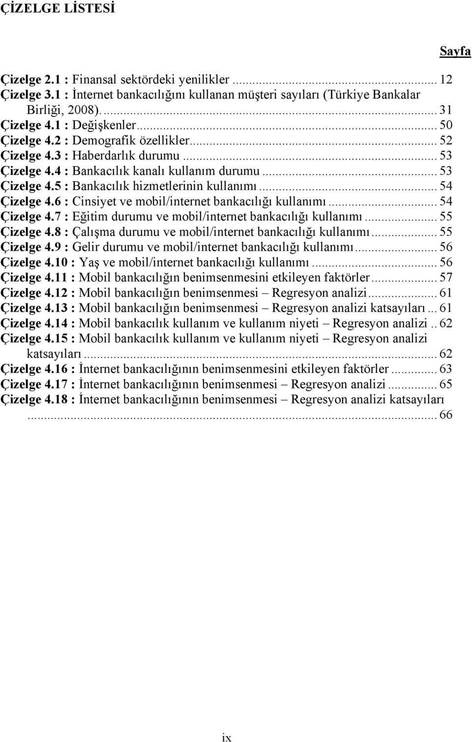 .. 54 Çizelge 4.6 : Cinsiyet ve mobil/internet bankacılığı kullanımı... 54 Çizelge 4.7 : Eğitim durumu ve mobil/internet bankacılığı kullanımı... 55 Çizelge 4.