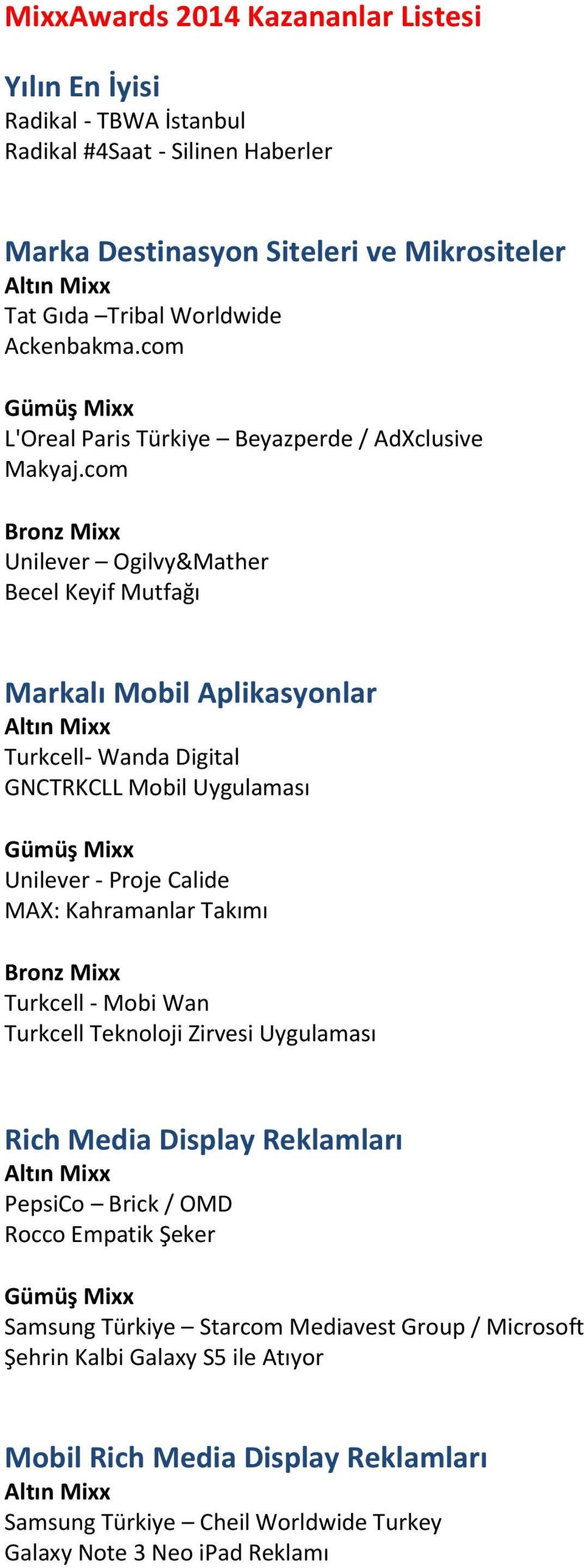 com Unilever Ogilvy&Mather Becel Keyif Mutfağı Markalı Mobil Aplikasyonlar Turkcell- Wanda Digital GNCTRKCLL Mobil Uygulaması Unilever - Proje Calide MAX: Kahramanlar Takımı Turkcell -
