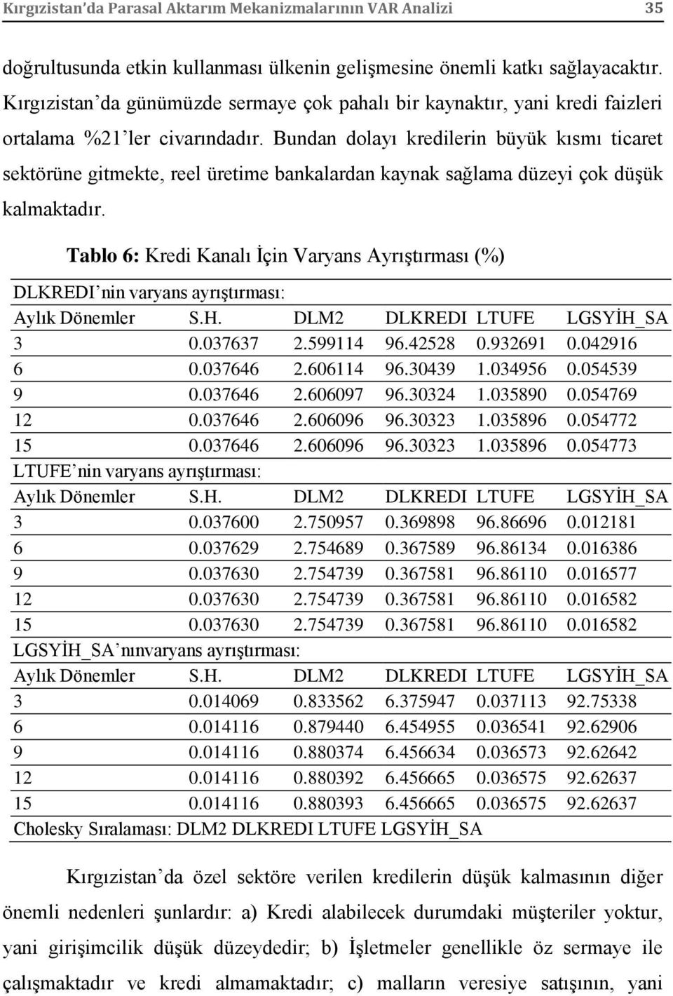 Bundan dolayı kredilerin büyük kısmı ticaret sektörüne gitmekte, reel üretime bankalardan kaynak sağlama düzeyi çok düşük kalmaktadır.