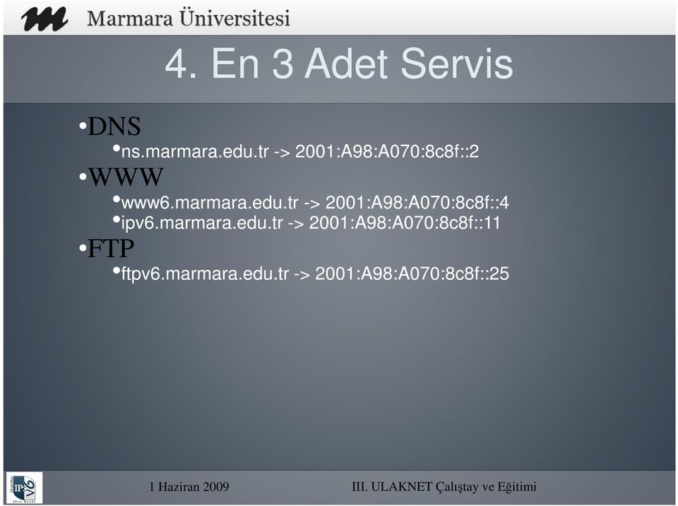 tr -> 2001:A98:A070:8c8f::4 ipv6.marmara.edu.