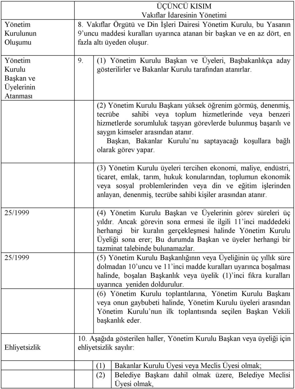 (2) Yönetim Kurulu Başkanı yüksek öğrenim görmüş, denenmiş, tecrübe sahibi veya toplum hizmetlerinde veya benzeri hizmetlerde sorumluluk taşıyan görevlerde bulunmuş başarılı ve saygın kimseler